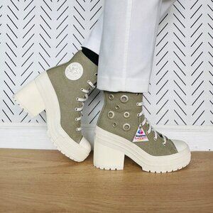 ❤️Converse Chuck 70 De Luxe High Heel Green Platform Sz 7.5 Womens Boots A11175C